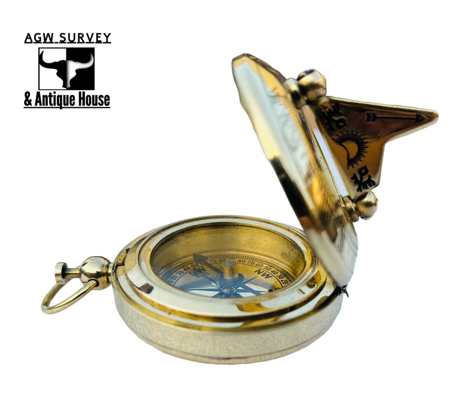 Iron & Crown Customizable Vintage Brass Compass – Handcrafted Maritime Navigation Instrument & Personalized Gift