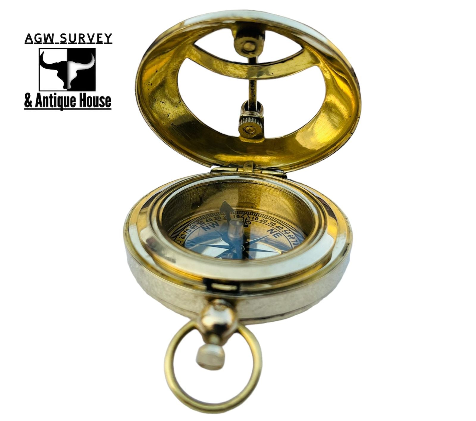 Iron & Crown Customizable Vintage Brass Compass – Handcrafted Maritime Navigation Instrument & Personalized Gift