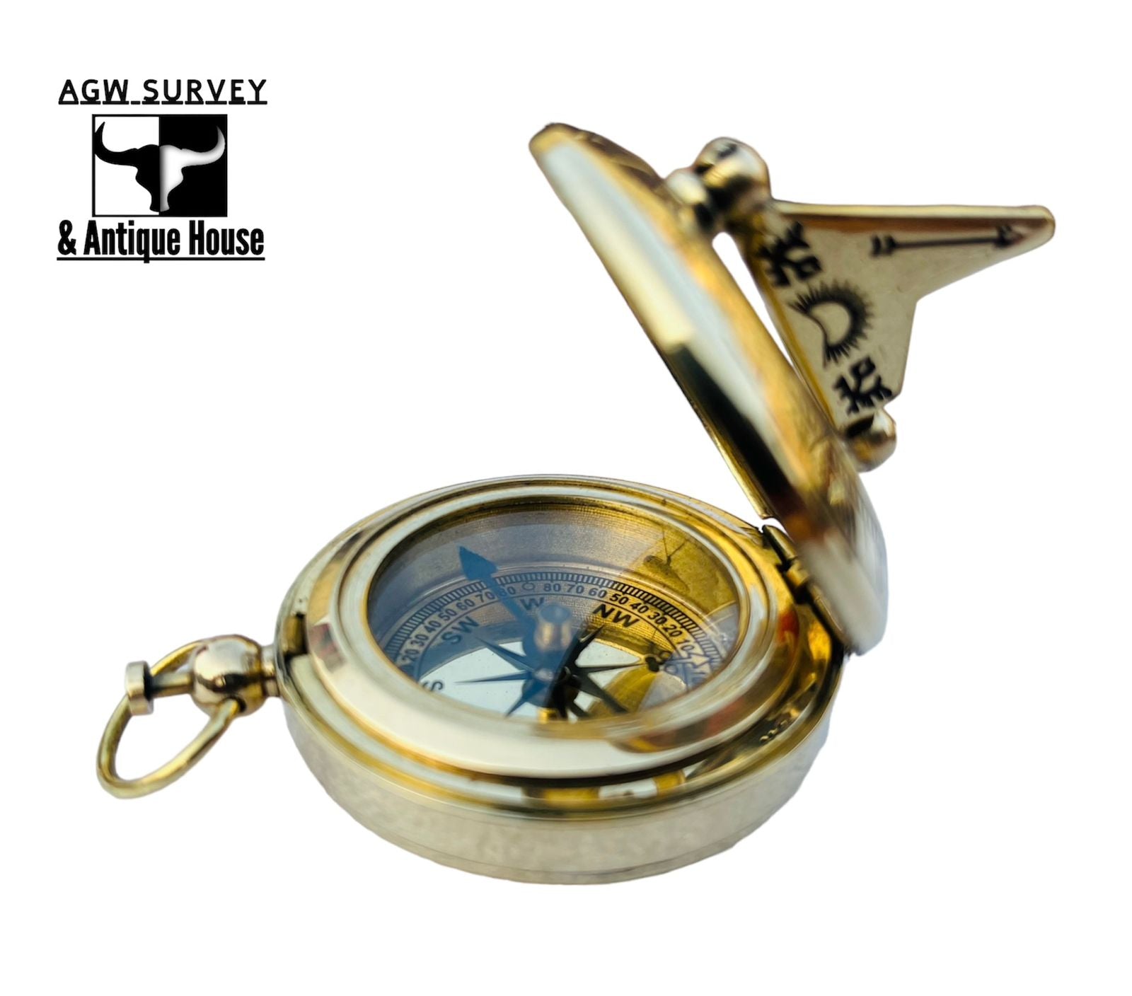 Iron & Crown Customizable Vintage Brass Compass – Handcrafted Maritime Navigation Instrument & Personalized Gift