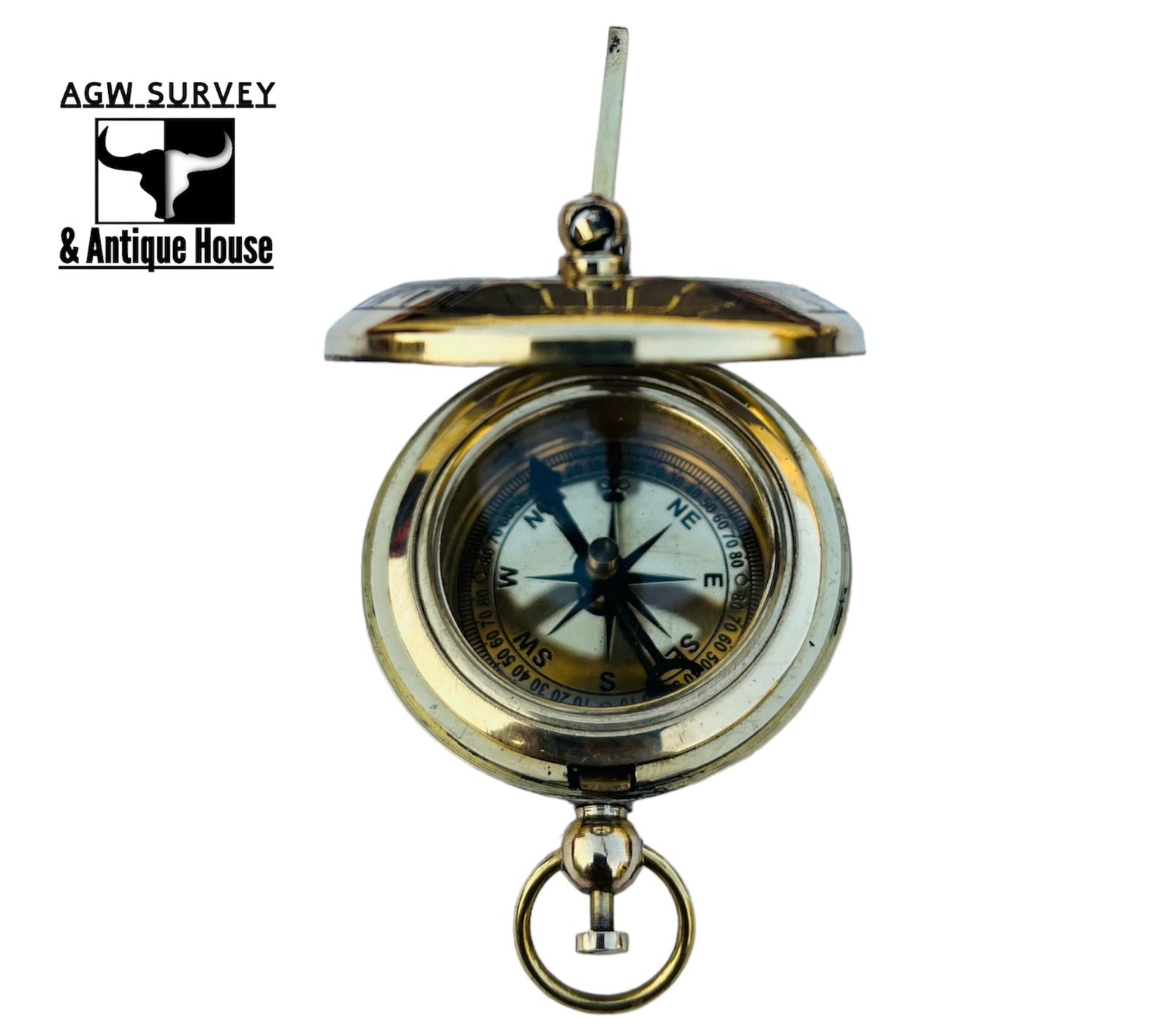 Iron & Crown Customizable Vintage Brass Compass – Handcrafted Maritime Navigation Instrument & Personalized Gift