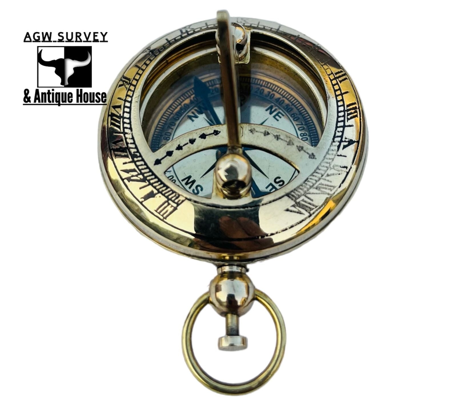 Iron & Crown Customizable Vintage Brass Compass – Handcrafted Maritime Navigation Instrument & Personalized Gift