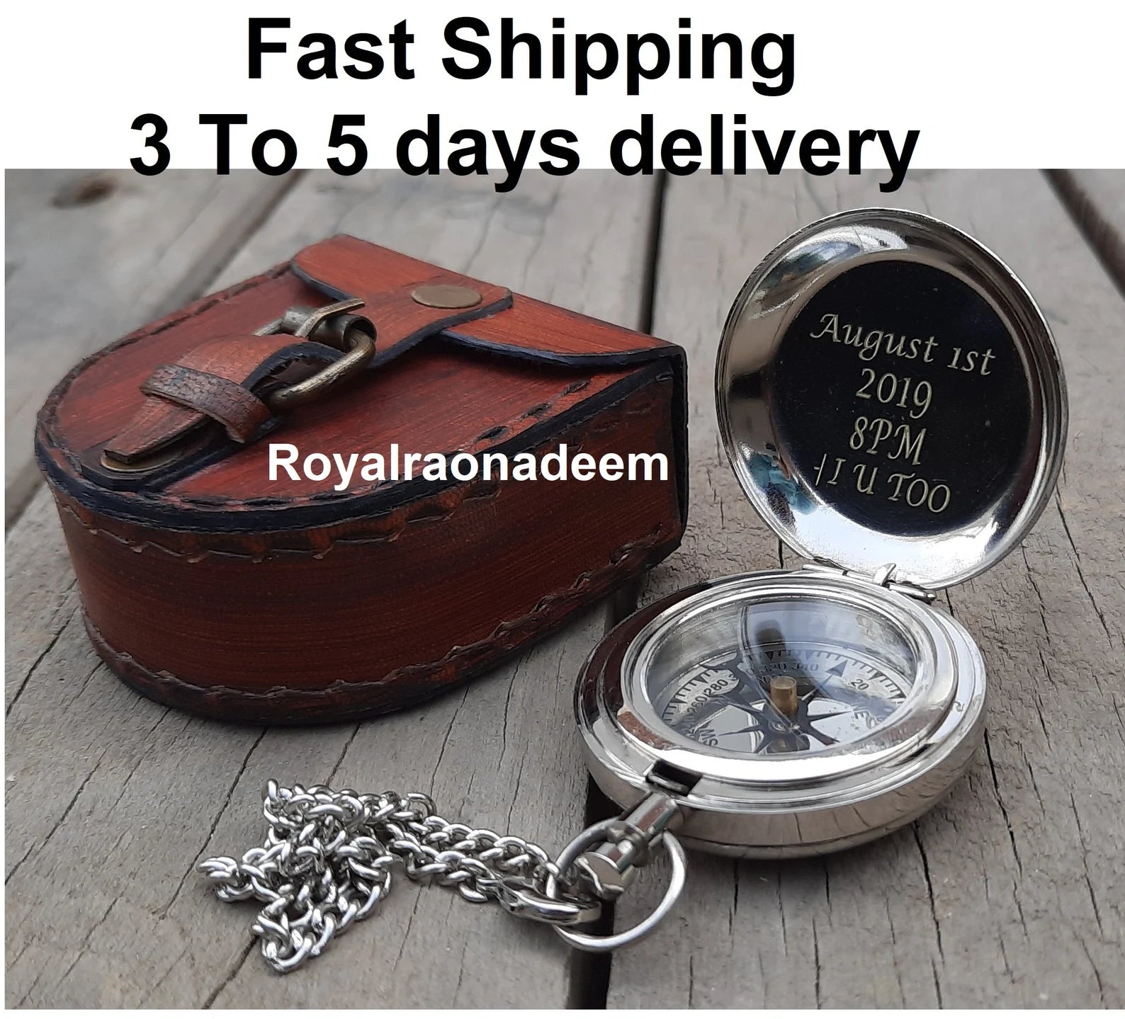 Anniversary gift, Silver Compass, Handmade Compass, Personalized Working Compass, Dad Gift, Baptism, birthday, husband gift, Valentine's Day