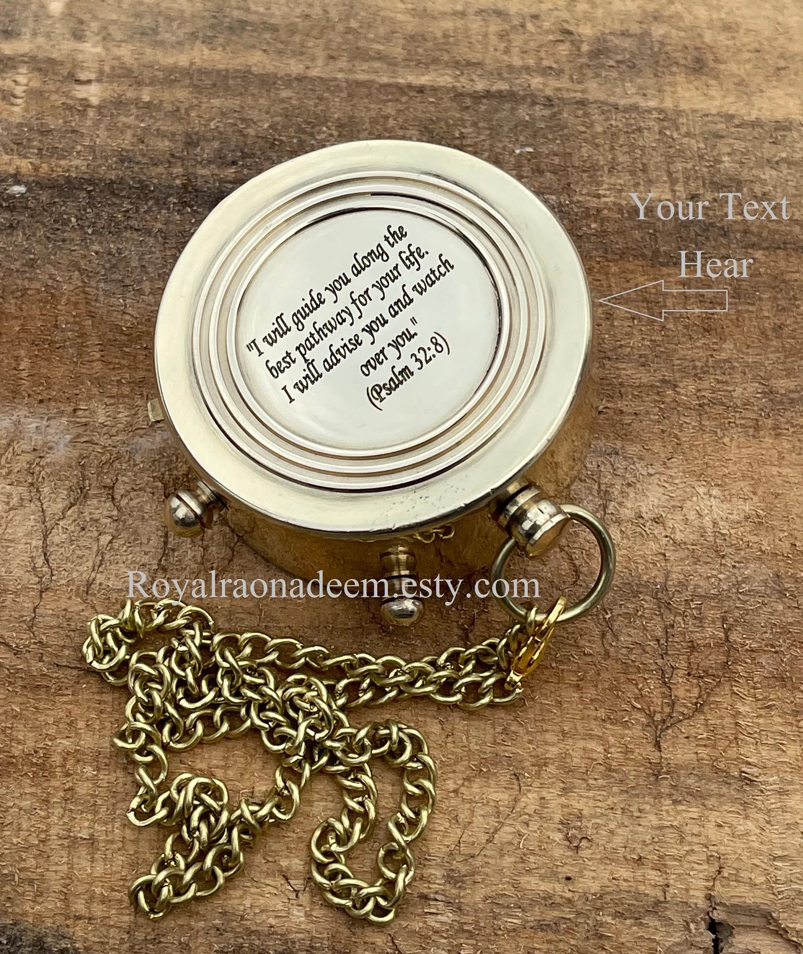 Personalized Sundial Compass, Custom Engraved Working Brass Compass Gift for Men, Anniversary Gift for Him, Christmas Gift, Son gift for dad