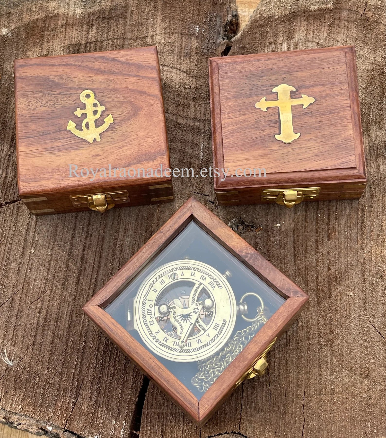 Personalized Sundial Compass, Custom Engraved Working Brass Compass Gift for Men, Anniversary Gift for Him, Christmas Gift, Son gift for dad