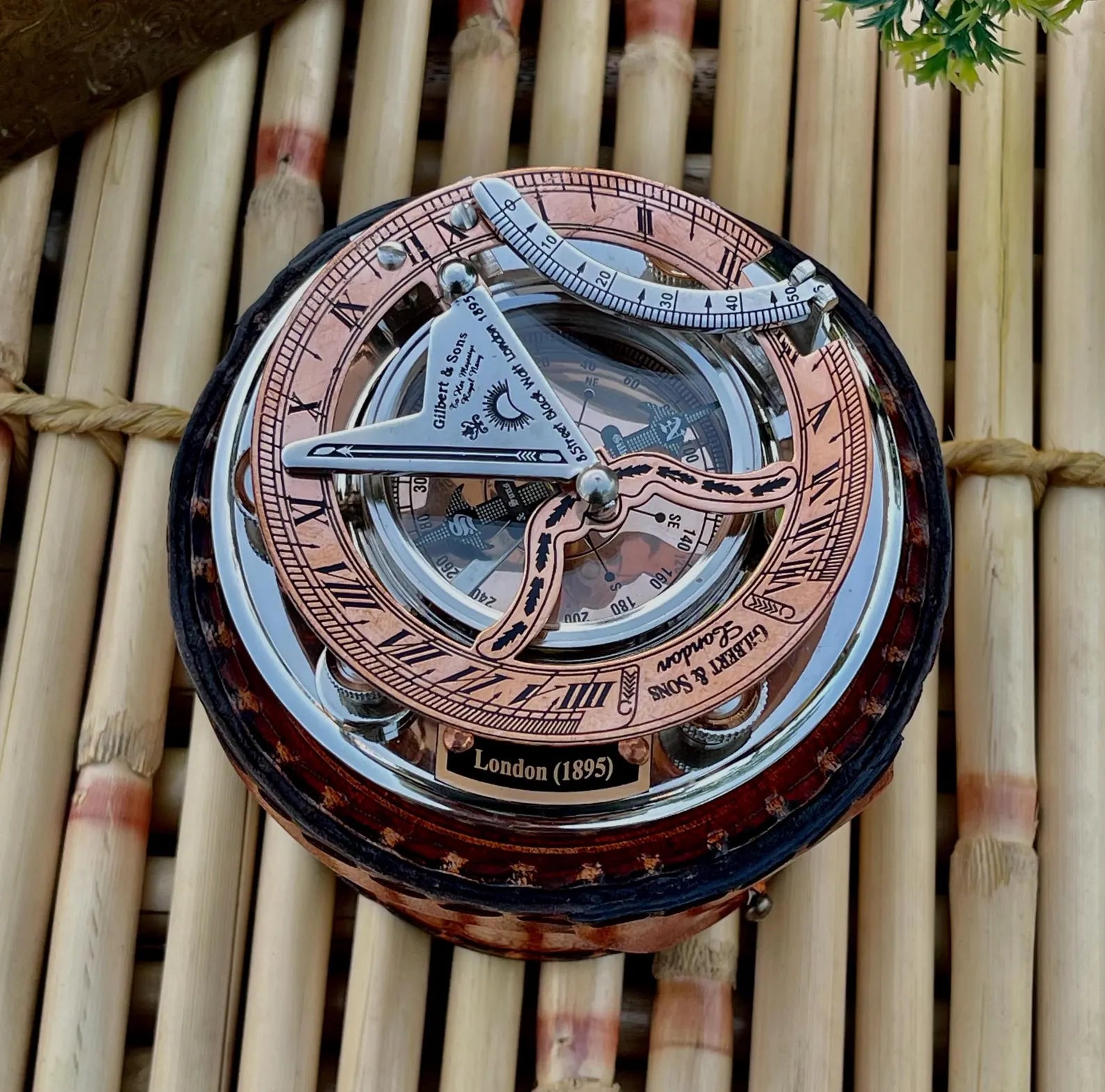 Personalized Silver Compass, Custom Engraved Working Sundial compass, Christmas gift, Baptism gift, First son Communion husband wedding gift