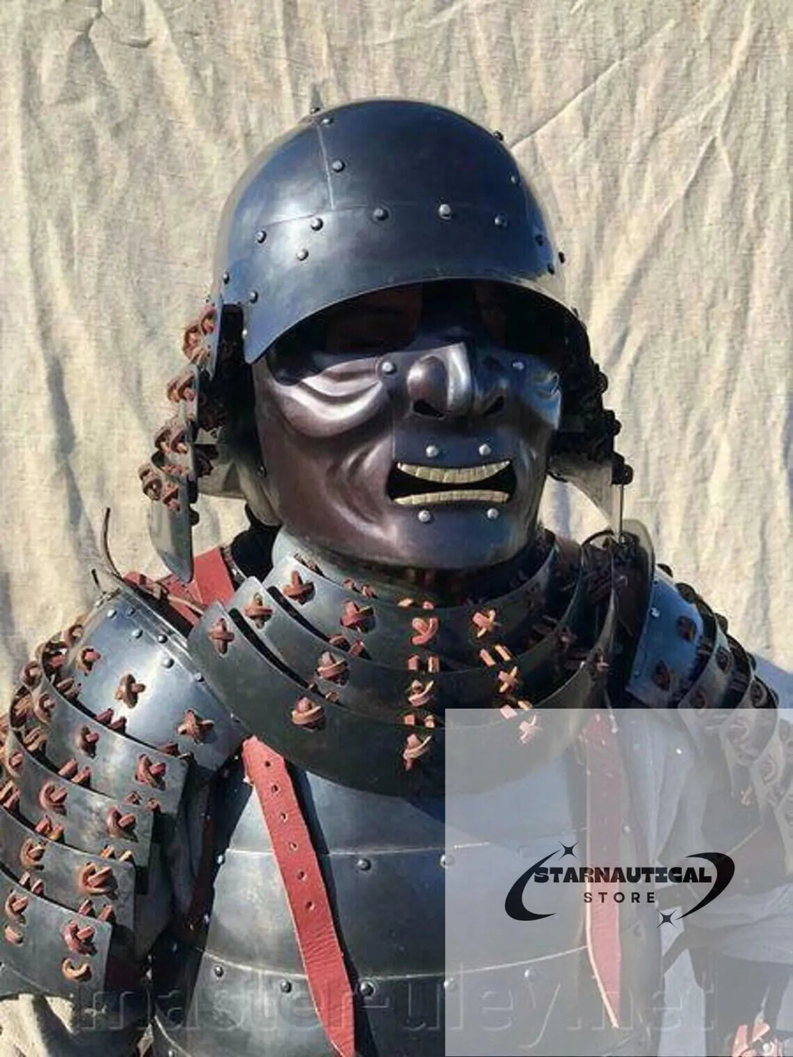 Japanese Old Vintage Samurai Kabuto Helmet dragon helmet with a mask- Genji Tsushima Medieval Costume Knight Suit | Halloween Party Costume
