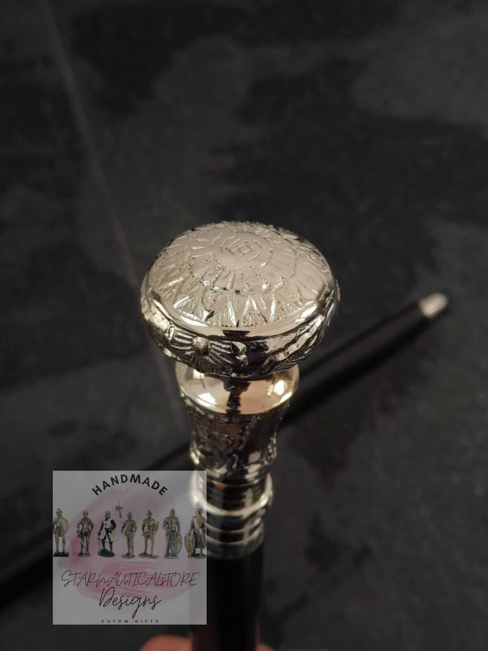 Vintage Solid Brass Antique Walking Cane Wooden Walking Stick Brass Handle Knob Gift