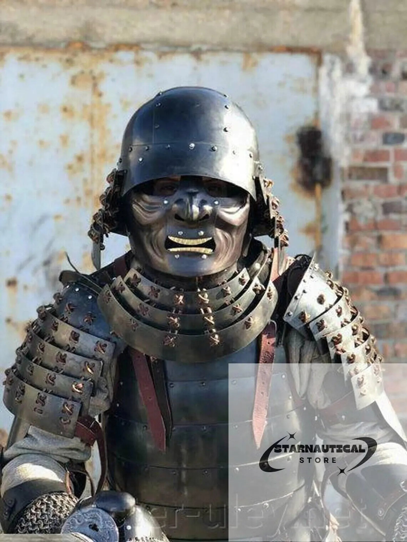 Japanese Old Vintage Samurai Kabuto Helmet dragon helmet with a mask- Genji Tsushima Medieval Costume Knight Suit | Halloween Party Costume